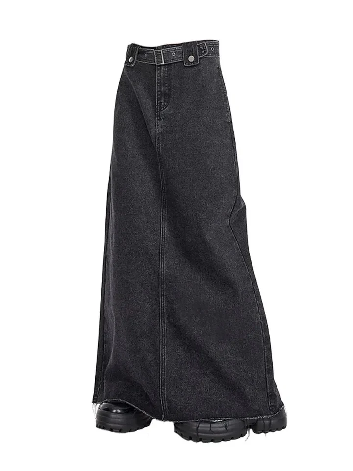 Black Denim Maxi Skirt