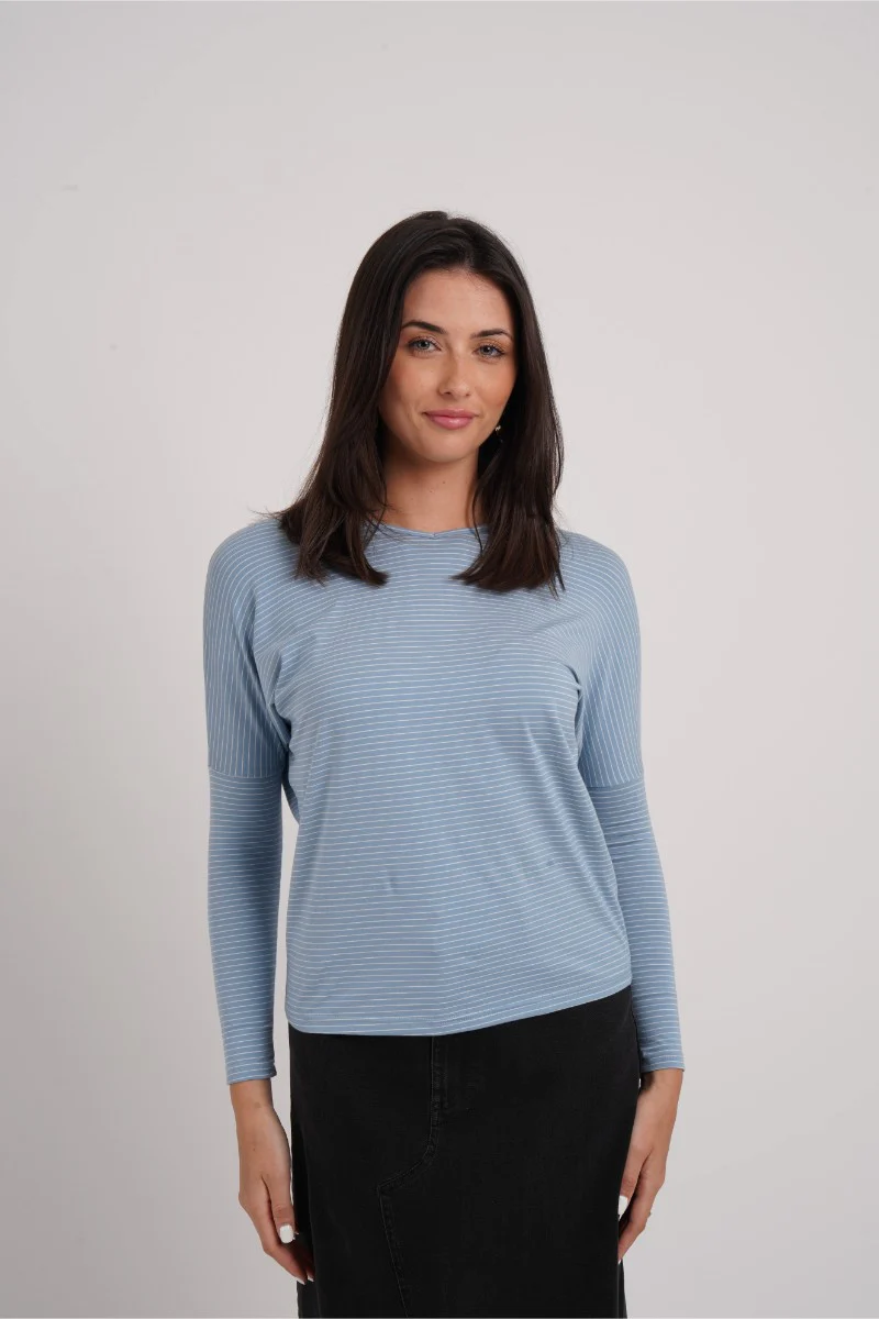 Blue Striped Batwing Tee