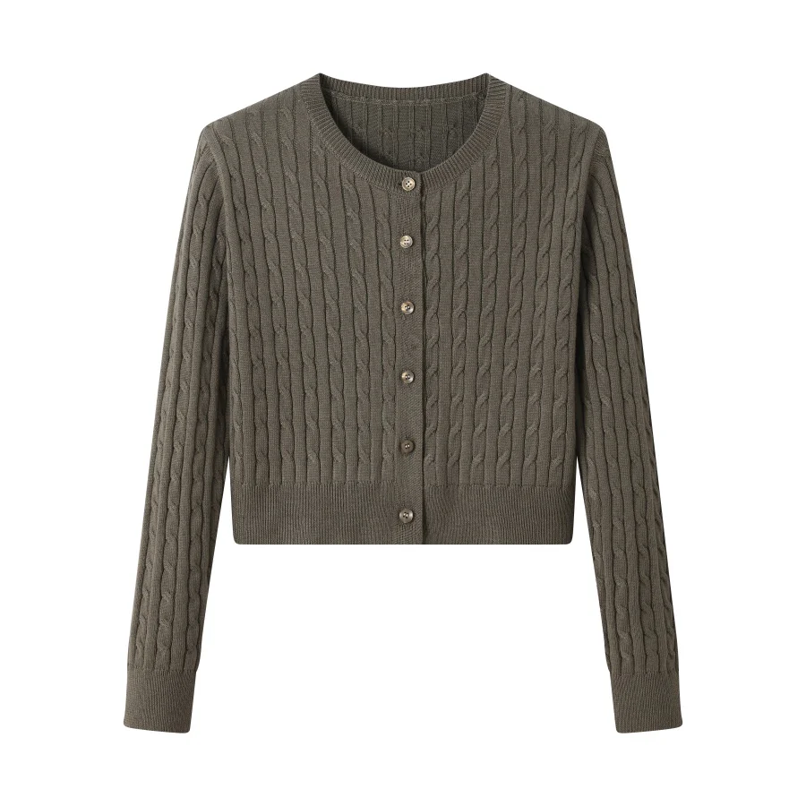 Cableknit Cardigan with Ribbed Maxi Black - Image 7