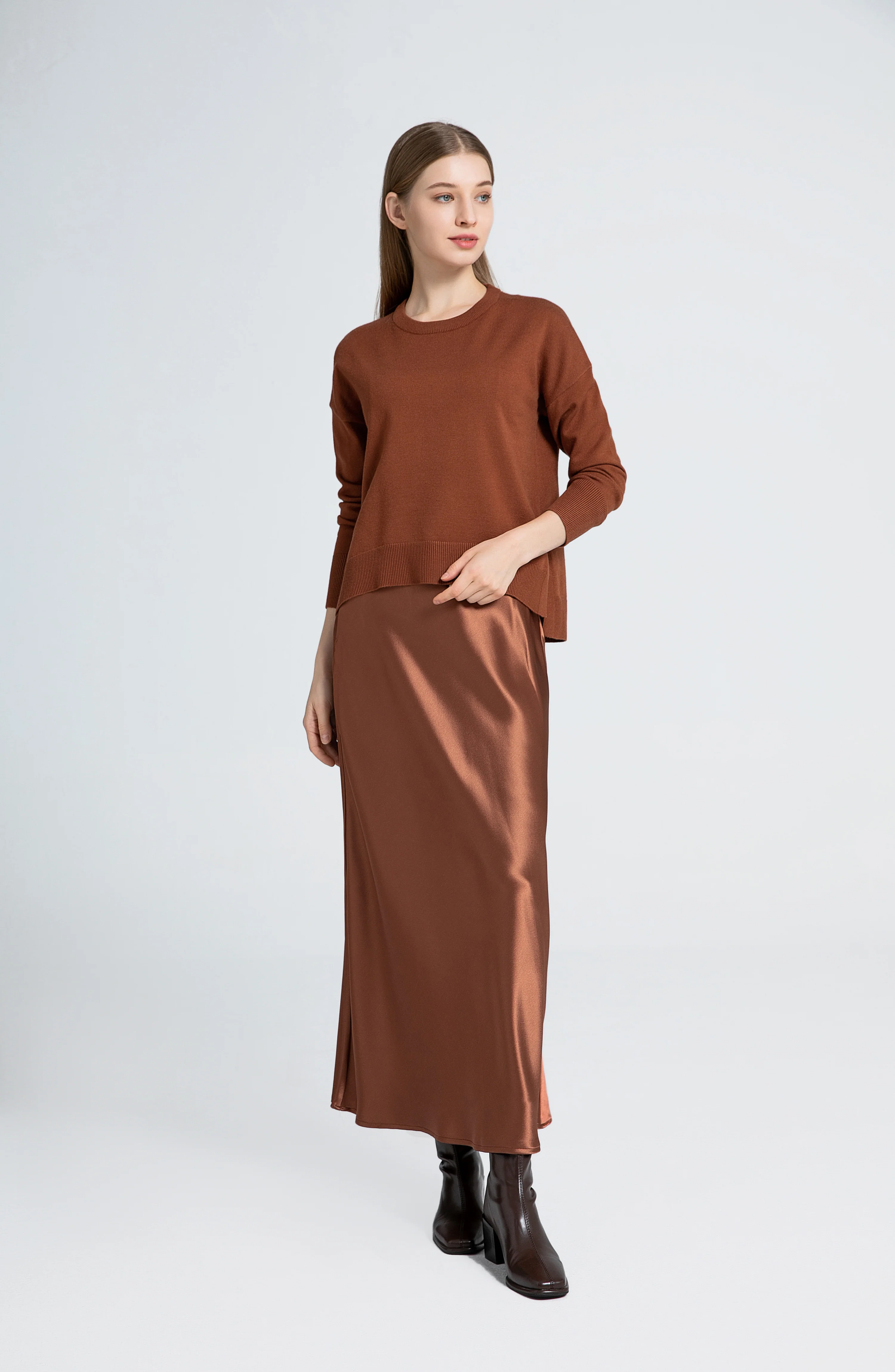 Caramel Satin Knit 2pc
