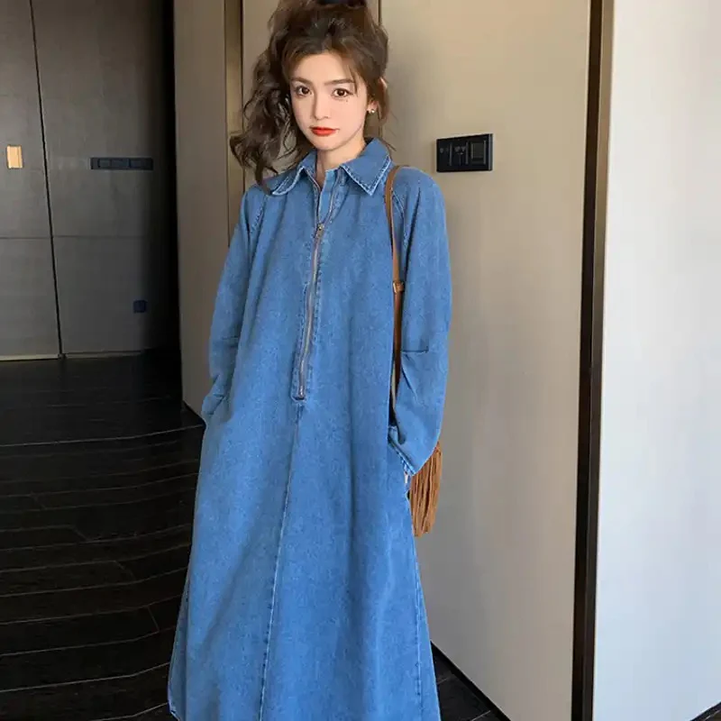 Denim Collar Maxi Dress