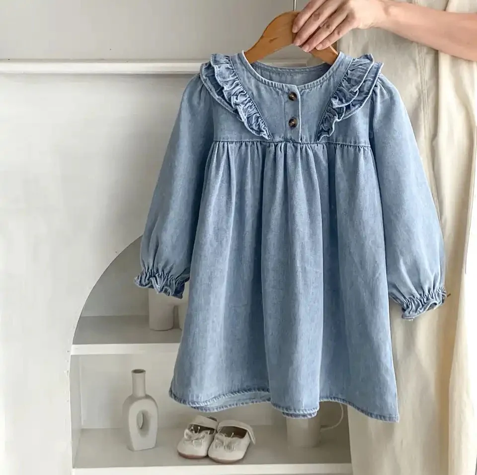 Denim Ruffle Dress - Image 2