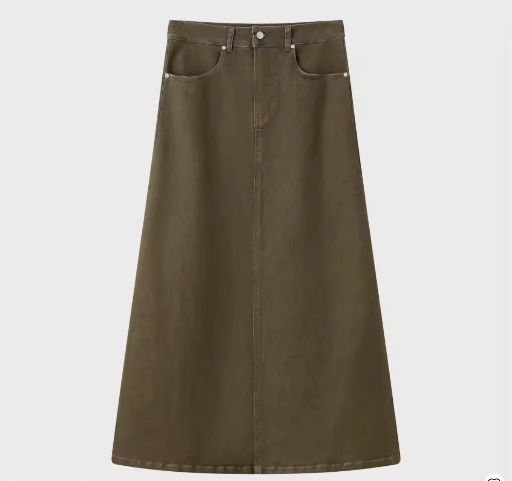 Denim Stretch Skirt Khaki