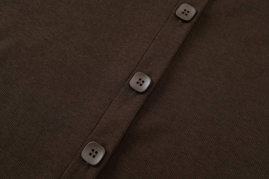 Ribbed Button Maxi Brown - Image 7