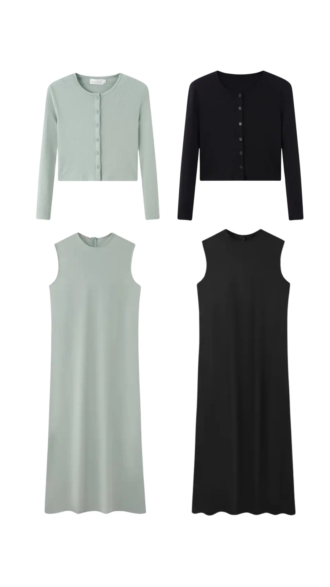 Ribbed Cardigan & Satin Dress