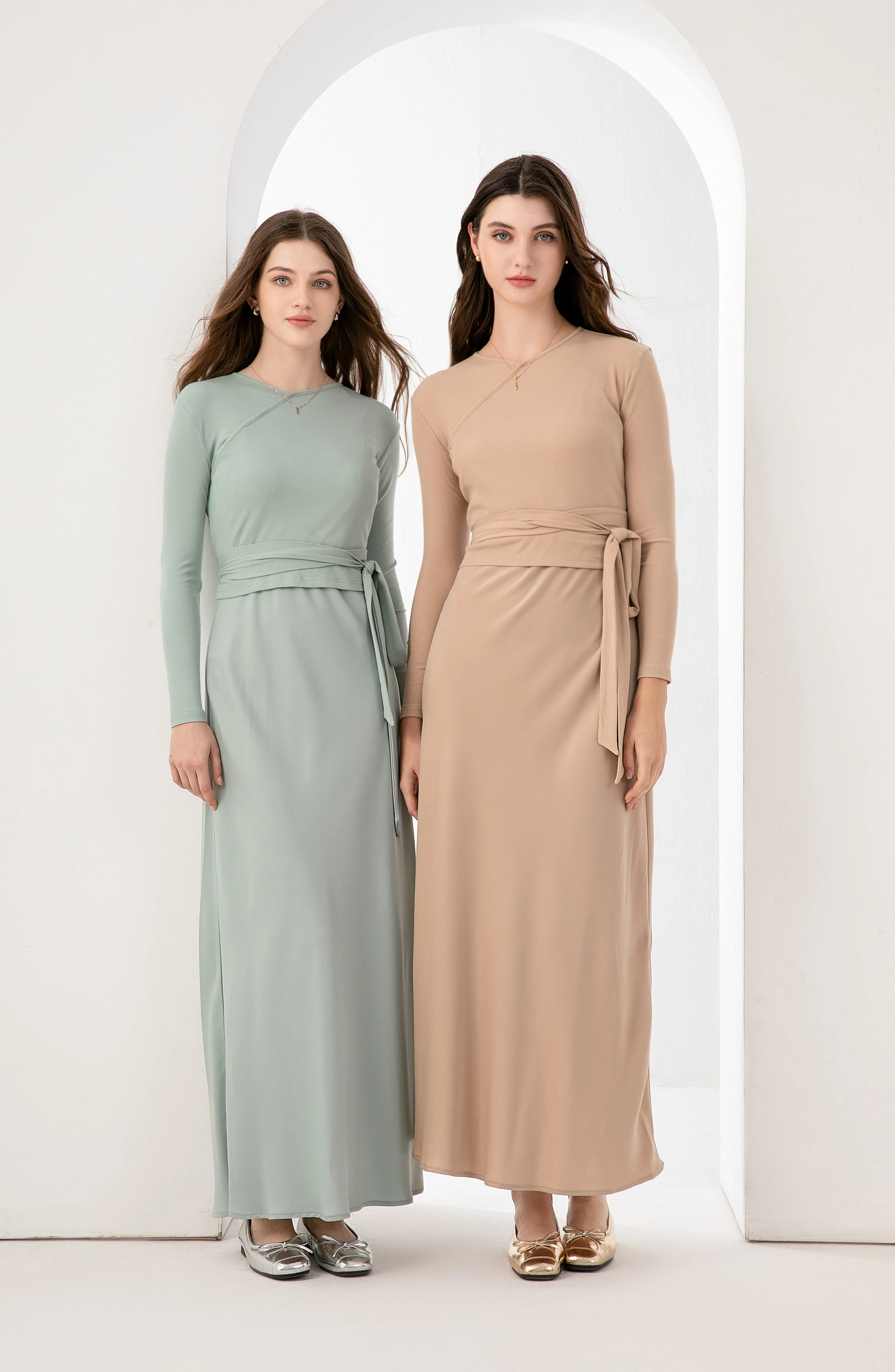 Ribbed Cardigan & Satin Dress - Image 2