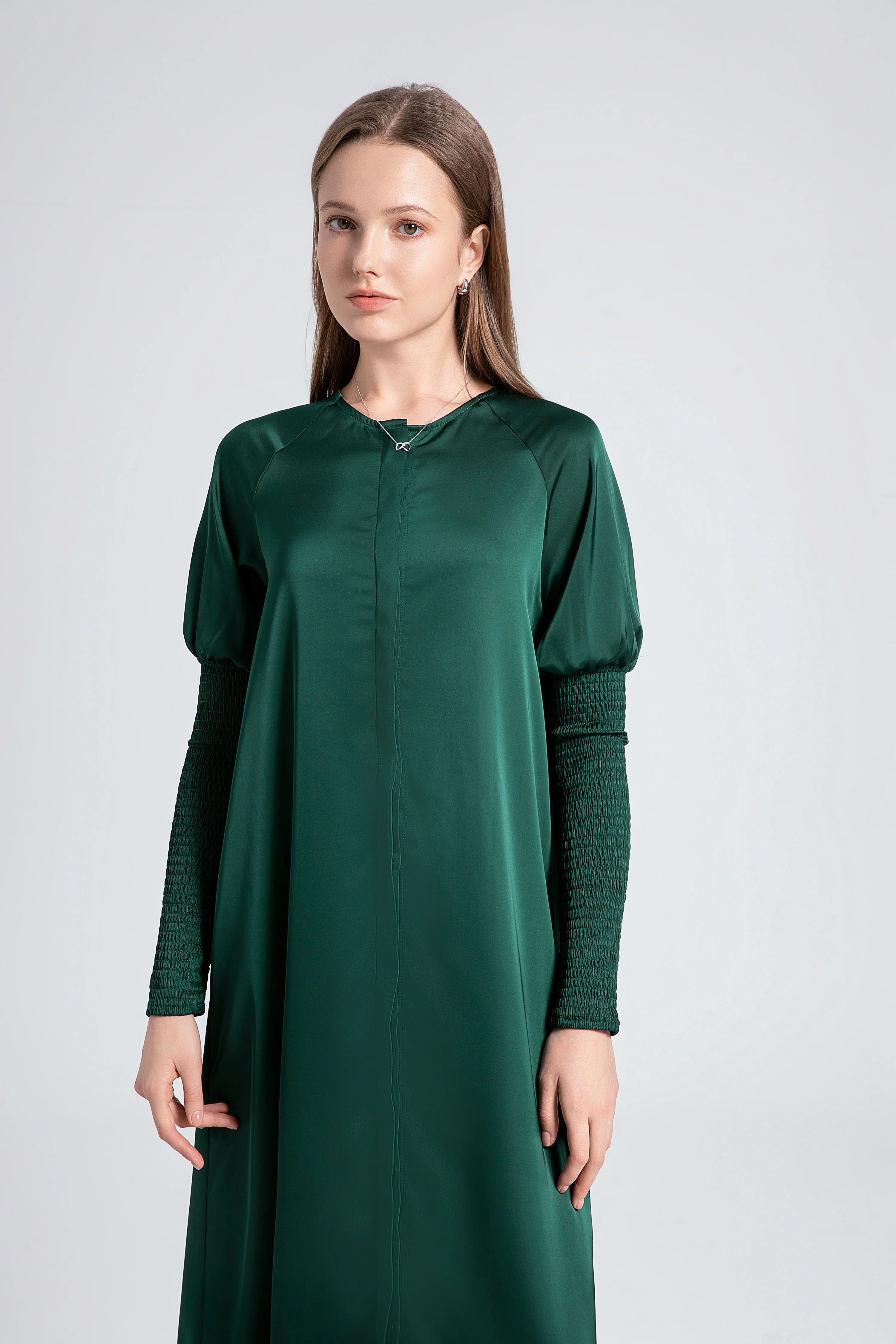 Emerald Satin Dress - Image 2