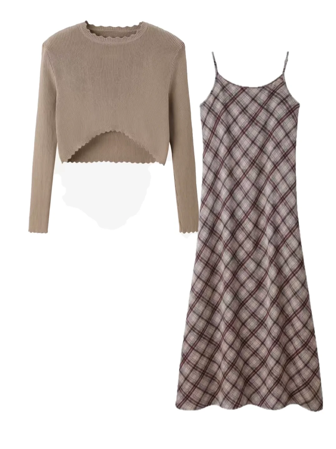 The Dahlia Set Brown Plaid