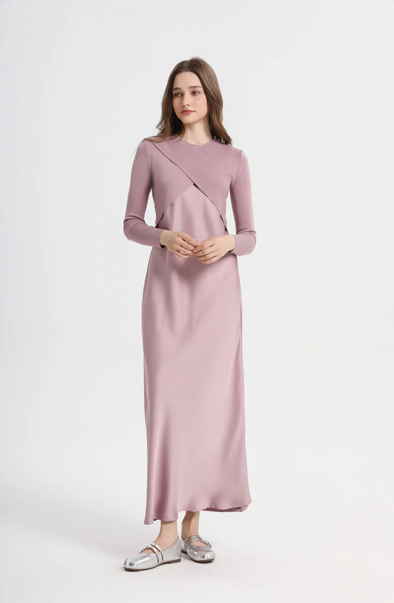 Knit Top x Satin Dress - Image 2