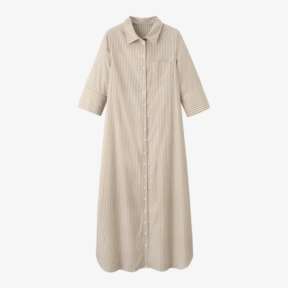 The Riviera Stripe Dress- SAND