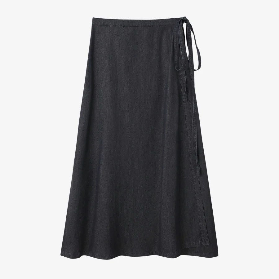 Wrap Denim Skirt Black Denim - Image 2