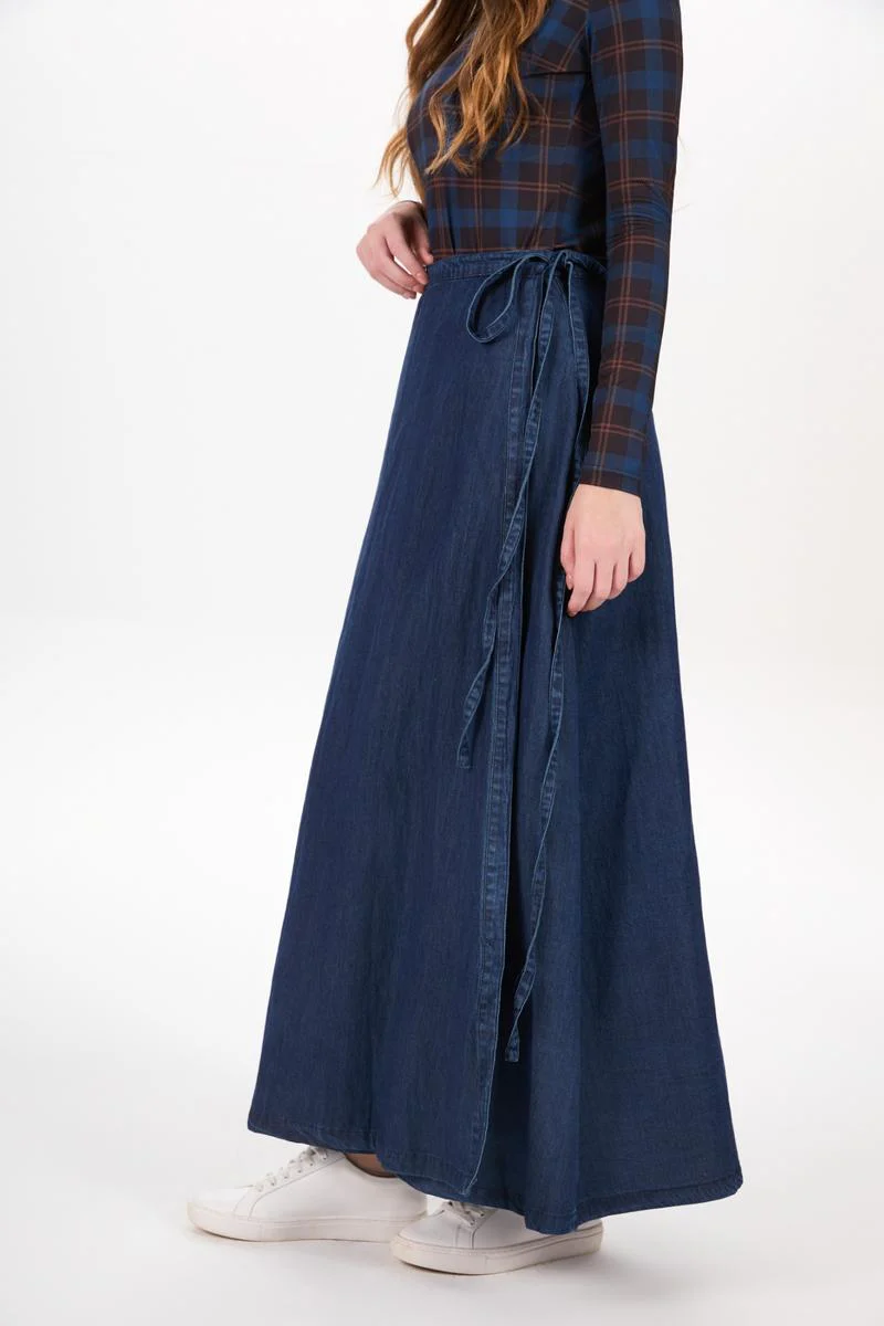Wrap Denim Skirt Black Denim - Image 3