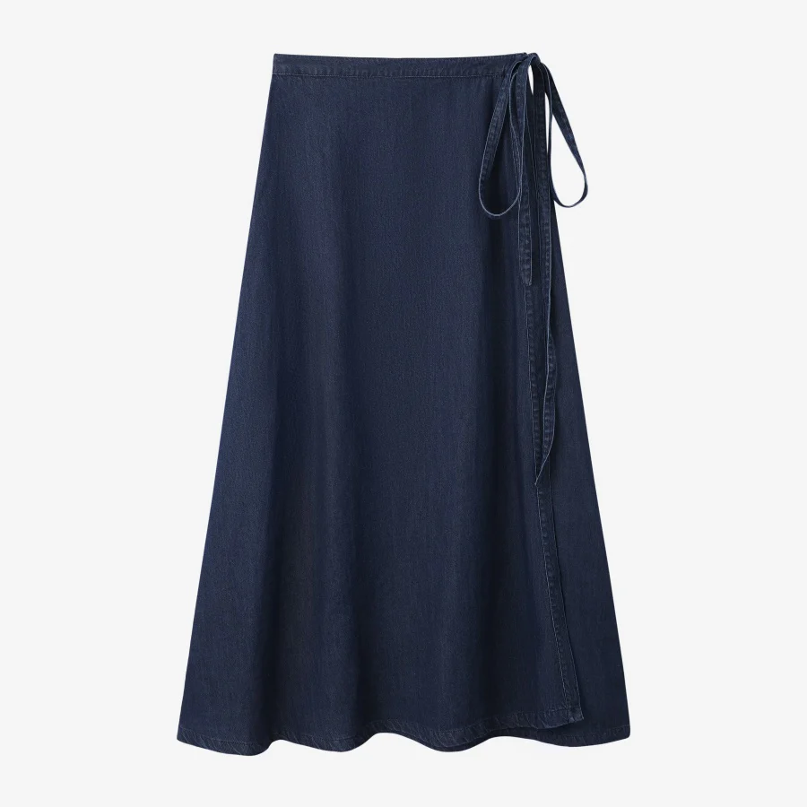 Wrap Denim Skirt Black Denim - Image 6