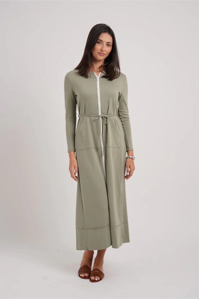 Zipper Maxi Dress Green